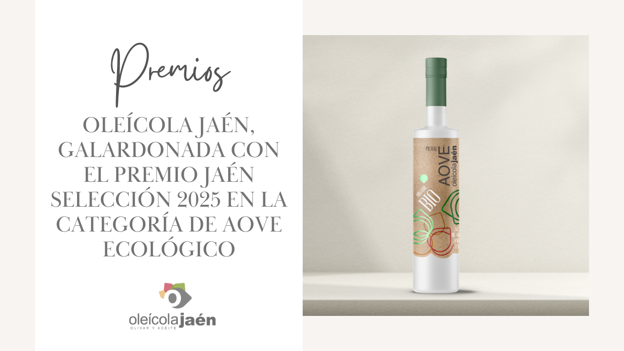 Oleícola Jaén, estamos de enhorabuena. Nuestro Aceite de Oliva Virgen Extra Ecológico ha sido distinguido con el prestigioso Premio Jaén Selección 2025